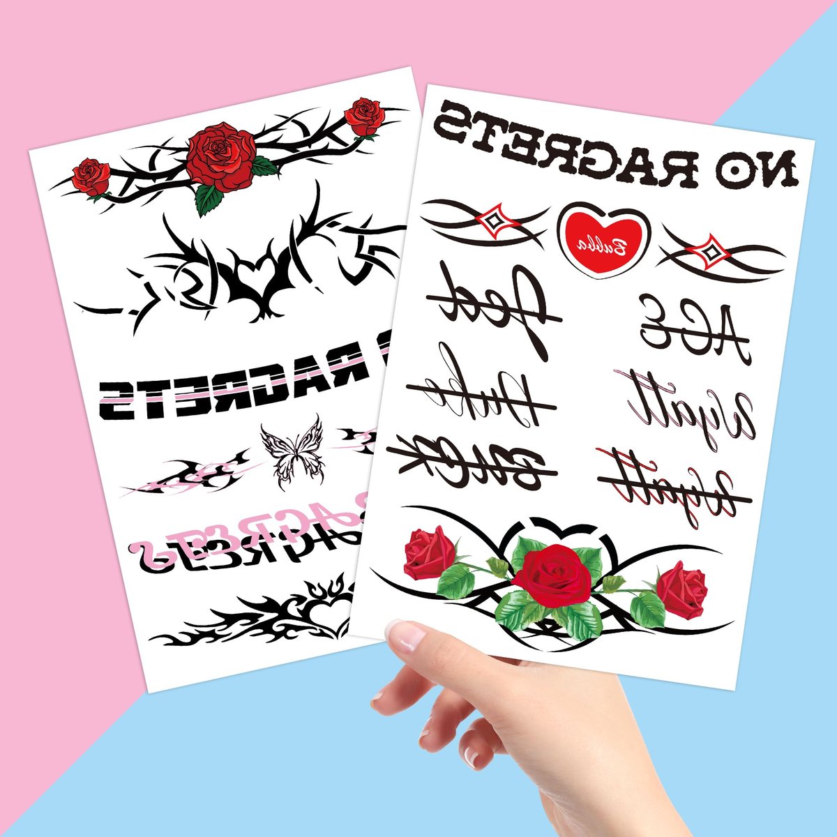 Y2K Temporary Fake Tattoos for Adults – Tramp Stamp, White Trash Bachelorette Party Decorations – 4 Sheets - görsel 11