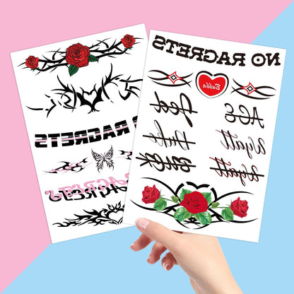Y2K Temporary Fake Tattoos for Adults – Tramp Stamp, White Trash Bachelorette Party Decorations – 4 Sheets