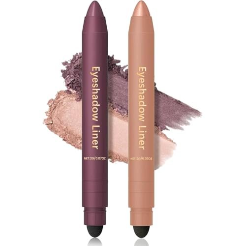 Shadow Liner 2in1 Eyeliner Eyeshadow Duo - Waterproof, Smudge-Proof, Long-Lasting - Champagne & Purple - görsel 2