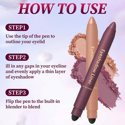 Shadow Liner 2in1 Eyeliner Eyeshadow Duo - Waterproof, Smudge-Proof, Long-Lasting - Champagne & Purple