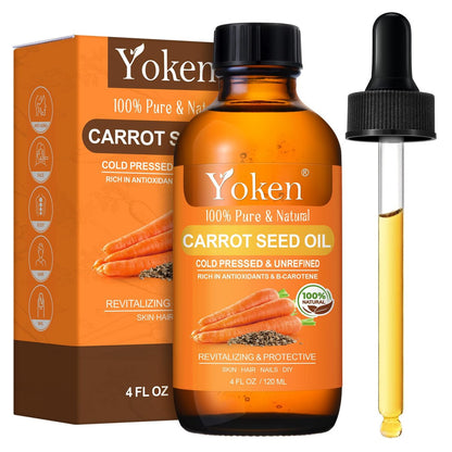 Yoken Cold Pressed Carrot Seed Oil – 100% Pure & Natural Carrier Oil for Skin & Hair, Lightweight Facial & Scalp Oil, 4 fl oz Avelisse