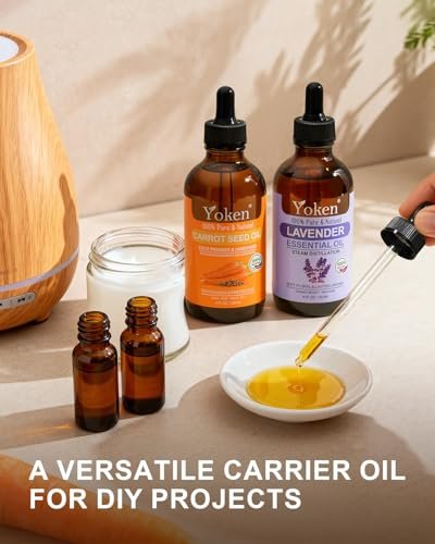 Yoken Cold Pressed Carrot Seed Oil – 100% Pure & Natural Carrier Oil for Skin & Hair, Lightweight Facial & Scalp Oil, 4 fl oz Avelisse