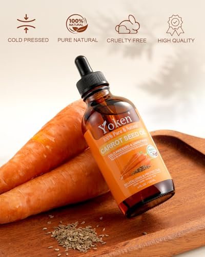 Yoken Cold Pressed Carrot Seed Oil – 100% Pure & Natural Carrier Oil for Skin & Hair, Lightweight Facial & Scalp Oil, 4 fl oz Avelisse