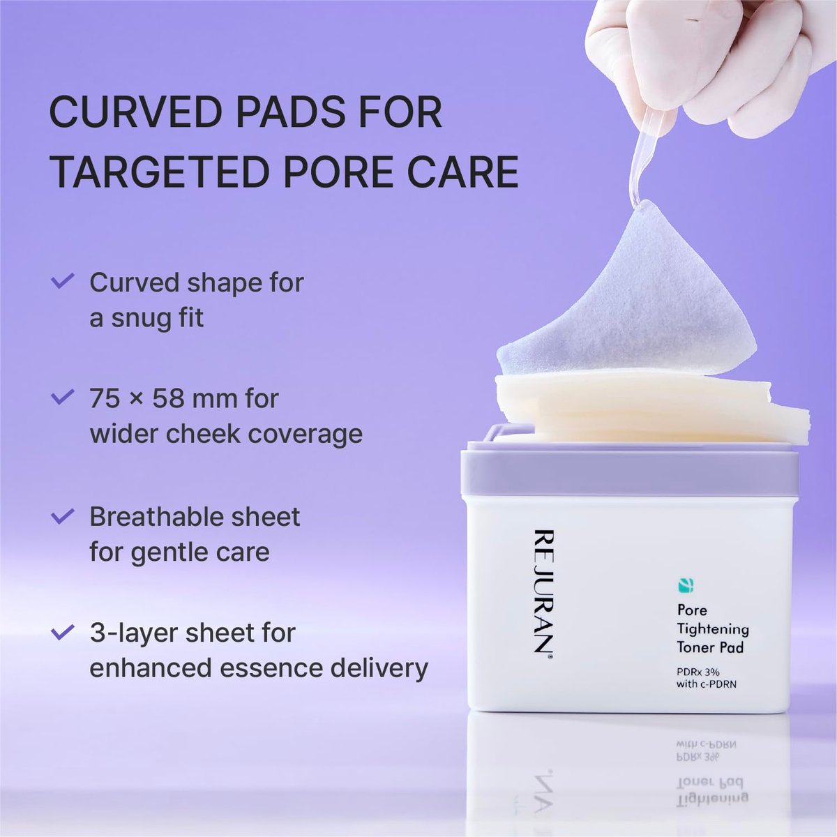 REJURAN Pore Tightening Toner Pad with PDRx 3% and DOT c-PDRN – Exfoliating Pads with AHA BHA PHA for Daily Pore Cleansing, Oil-Moisture Balance & Cooling Care, Smoother-Looking Skin (60 Count) Avelisse