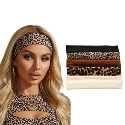 Weazppre 5-Pack Animal Print Pattern Headbands for Women – Stylish Elastic Hair Bands