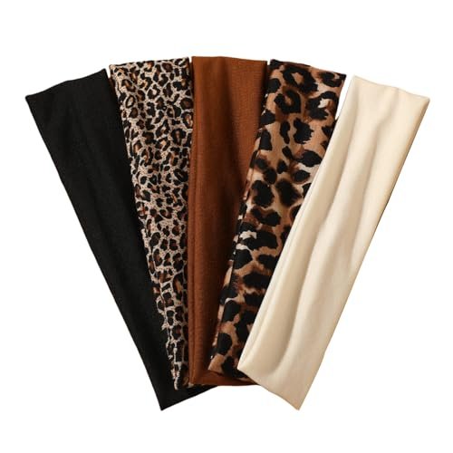 Weazppre 5-Pack Animal Print Pattern Headbands for Women – Stylish Elastic Hair Bands - görsel 2