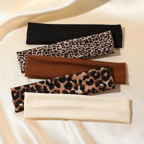 Weazppre 5-Pack Animal Print Pattern Headbands for Women – Stylish Elastic Hair Bands - görsel 8