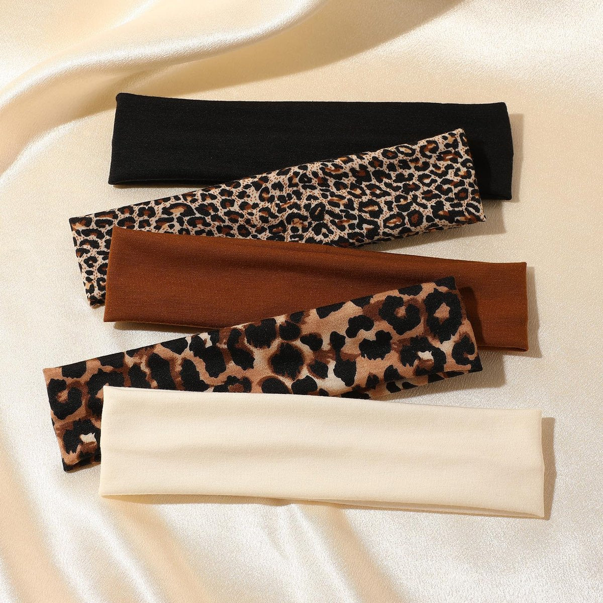 Weazppre 5-Pack Animal Print Pattern Headbands for Women – Stylish Elastic Hair Bands - görsel 7