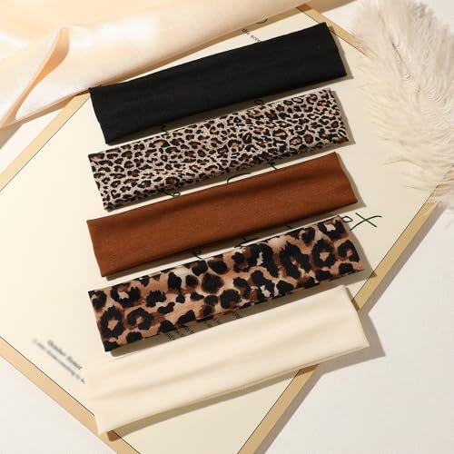Weazppre 5-Pack Animal Print Pattern Headbands for Women – Stylish Elastic Hair Bands - görsel 6