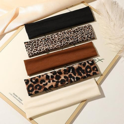 Weazppre 5-Pack Animal Print Pattern Headbands for Women – Stylish Elastic Hair Bands