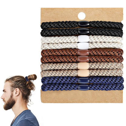 Clofiak 10-Pack Braided Hair Ties for Men – No Crease, No Damage – Ideal for Curly, Thick, Dense, and Long Hair