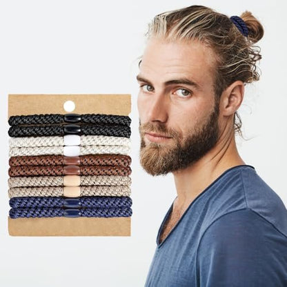 Clofiak 10-Pack Braided Hair Ties for Men – No Crease, No Damage – Ideal for Curly, Thick, Dense, and Long Hair