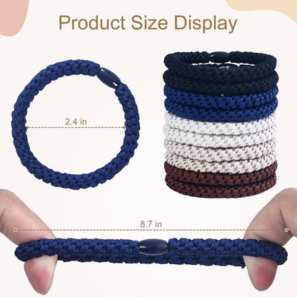 Clofiak 10-Pack Braided Hair Ties for Men – No Crease, No Damage – Ideal for Curly, Thick, Dense, and Long Hair