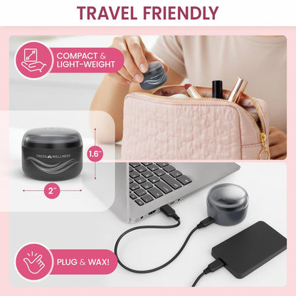 Tress Wellness Stripless Wax Kit for Face, Eyebrow & Lip – Quick & Easy Mini Wax Warmer for Women & Men, USB, Mess-Free, Compact & Travel-Ready Waxing Kit Avelisse