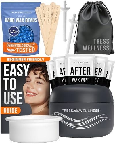 Tress Wellness Stripless Wax Kit for Face, Eyebrow & Lip – Quick & Easy Mini Wax Warmer for Women & Men, USB, Mess-Free, Compact & Travel-Ready Waxing Kit Avelisse