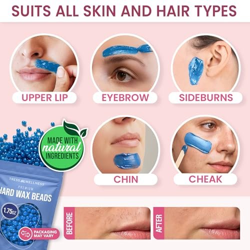 Tress Wellness Stripless Wax Kit for Face, Eyebrow & Lip – Quick & Easy Mini Wax Warmer for Women & Men, USB, Mess-Free, Compact & Travel-Ready Waxing Kit Avelisse