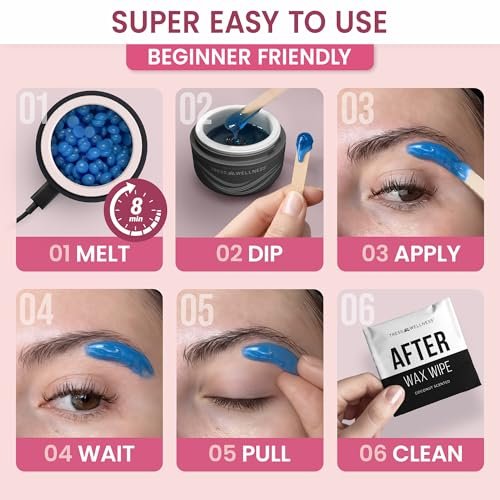 Tress Wellness Stripless Wax Kit for Face, Eyebrow & Lip – Quick & Easy Mini Wax Warmer for Women & Men, USB, Mess-Free, Compact & Travel-Ready Waxing Kit Avelisse