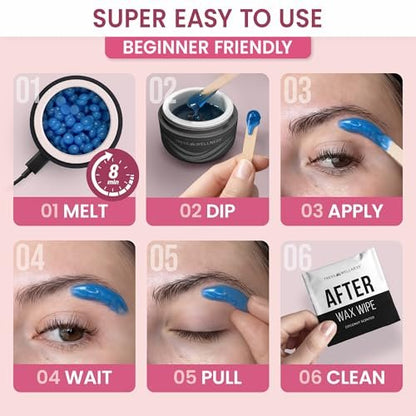Tress Wellness Stripless Wax Kit for Face, Eyebrow & Lip – Quick & Easy Mini Wax Warmer for Women & Men, USB, Mess-Free, Compact & Travel-Ready Waxing Kit Avelisse