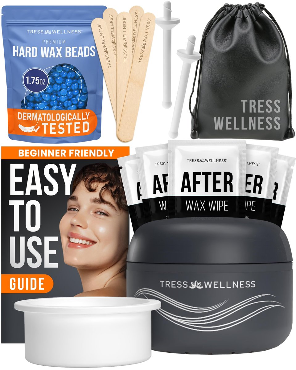 Tress Wellness Stripless Wax Kit for Face, Eyebrow & Lip – Quick & Easy Mini Wax Warmer for Women & Men, USB, Mess-Free, Compact & Travel-Ready Waxing Kit Avelisse