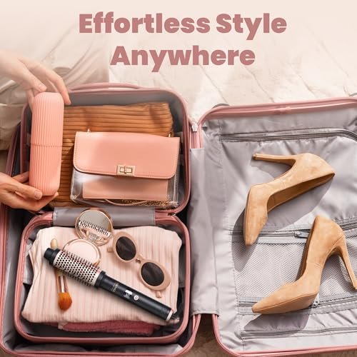 VISOFO 1.5 Inch Wavy Thermal Brush Blow Out - Hot Round Heated Curling Iron for Voluminous Curls, Ceramic Wand, 25s Fast Heating, Rose Gold Avelisse