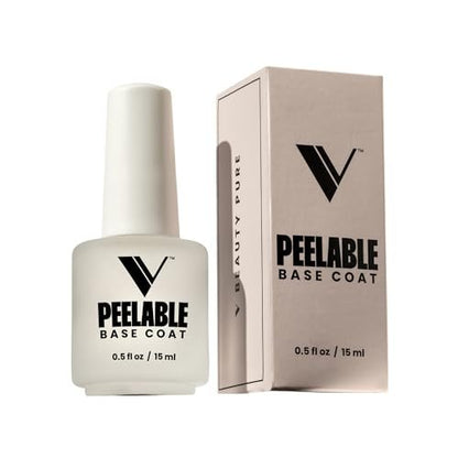 V Beauty Pure Peel Off Gel Base Coat - Damage-Free, Easy Peel, Zero Soak-Off, Quick Manicure Change, Fast Drying Nail Base - 0.5 Fl Oz Avelisse