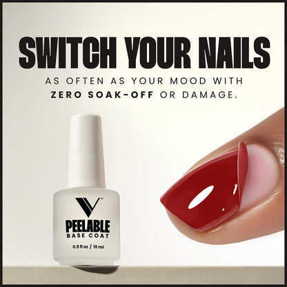 V Beauty Pure Peel Off Gel Base Coat - Damage-Free, Easy Peel, Zero Soak-Off, Quick Manicure Change, Fast Drying Nail Base - 0.5 Fl Oz Avelisse