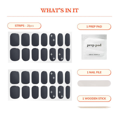 Heyhae Semi Cured Gel Nail Strips – No LED Lamp Needed – Fall Gray Solid – Easy Apply & Remove – Salon Quality – 28 Strips, Prep Pads, File & Stick – Hey, Dove Me Crazy