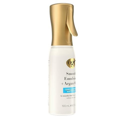 OGX Smooth Emulsion + Argan Oil Conditioning Hair Mist - Damage Repair Spray with Ceramides for 4x Smoother Hair, 48-Hour Frizz Control, 450°F Heat Protection, 6.5 fl. oz Avelisse