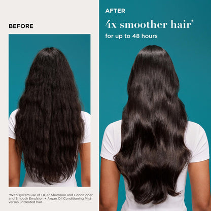 OGX Smooth Emulsion + Argan Oil Conditioning Hair Mist - Damage Repair Spray with Ceramides for 4x Smoother Hair, 48-Hour Frizz Control, 450°F Heat Protection, 6.5 fl. oz Avelisse