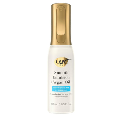OGX Smooth Emulsion + Argan Oil Conditioning Hair Mist - Damage Repair Spray with Ceramides for 4x Smoother Hair, 48-Hour Frizz Control, 450°F Heat Protection, 6.5 fl. oz Avelisse