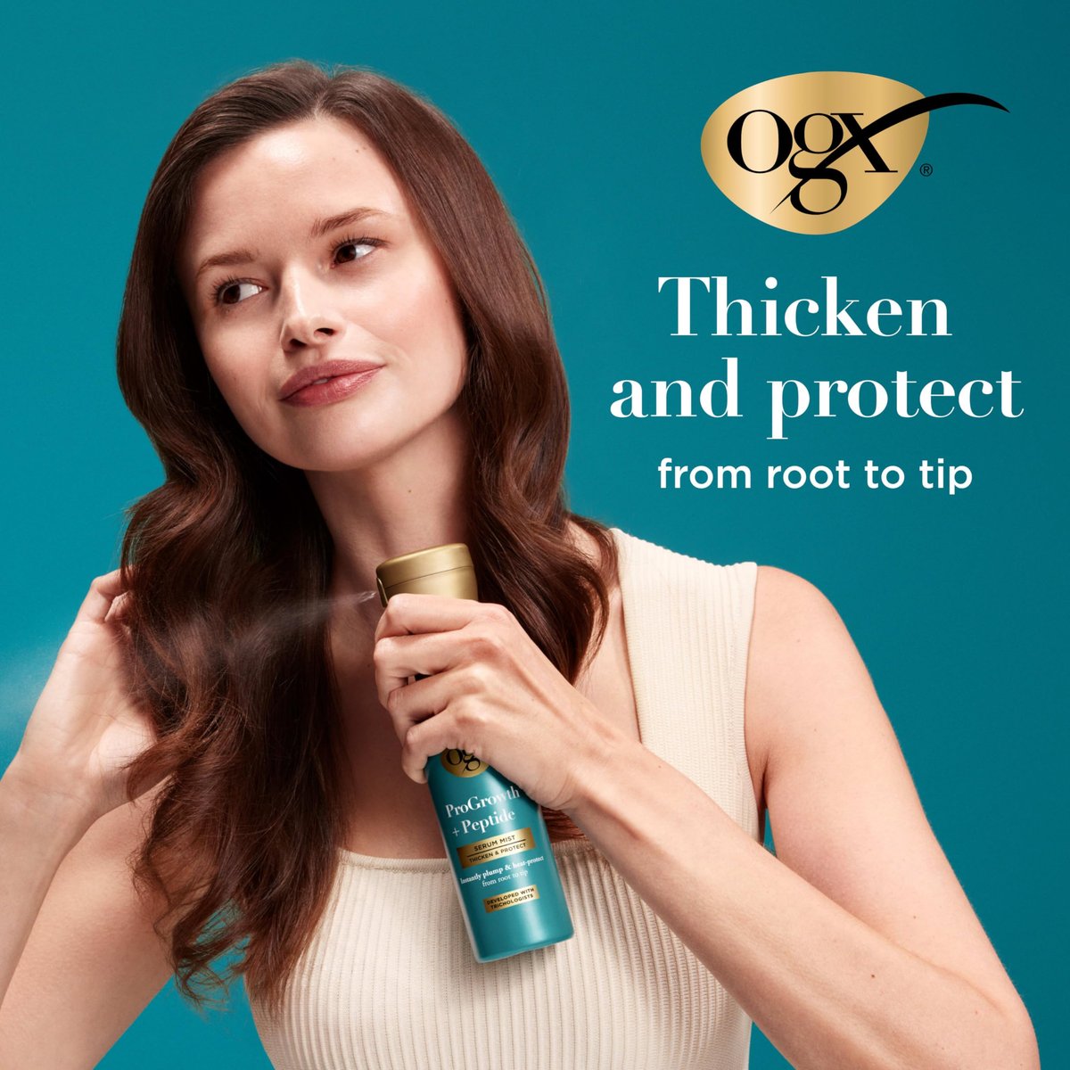 OGX ProGrowth + Peptide Serum Mist Heat Protectant Spray - Instantly Thickens Hair, Protects from Breakage, 6.5 fl. oz - görsel 9