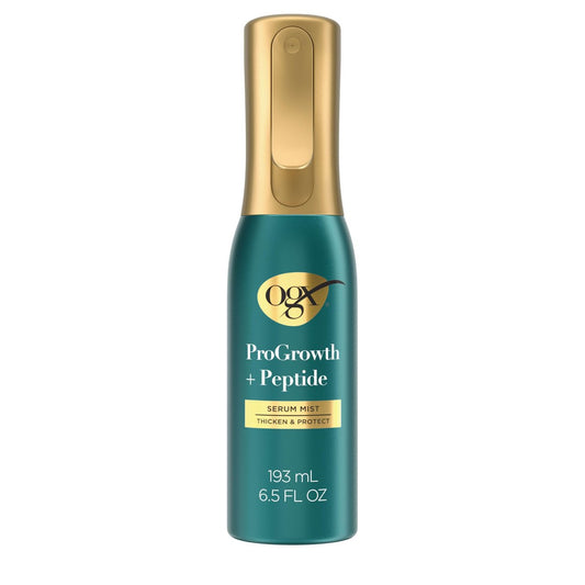 OGX ProGrowth + Peptide Serum Mist Heat Protectant Spray - Instantly Thickens Hair, Protects from Breakage, 6.5 fl. oz