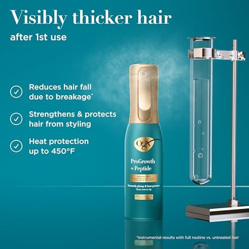 OGX ProGrowth + Peptide Serum Mist Heat Protectant Spray - Instantly Thickens Hair, Protects from Breakage, 6.5 fl. oz - görsel 6