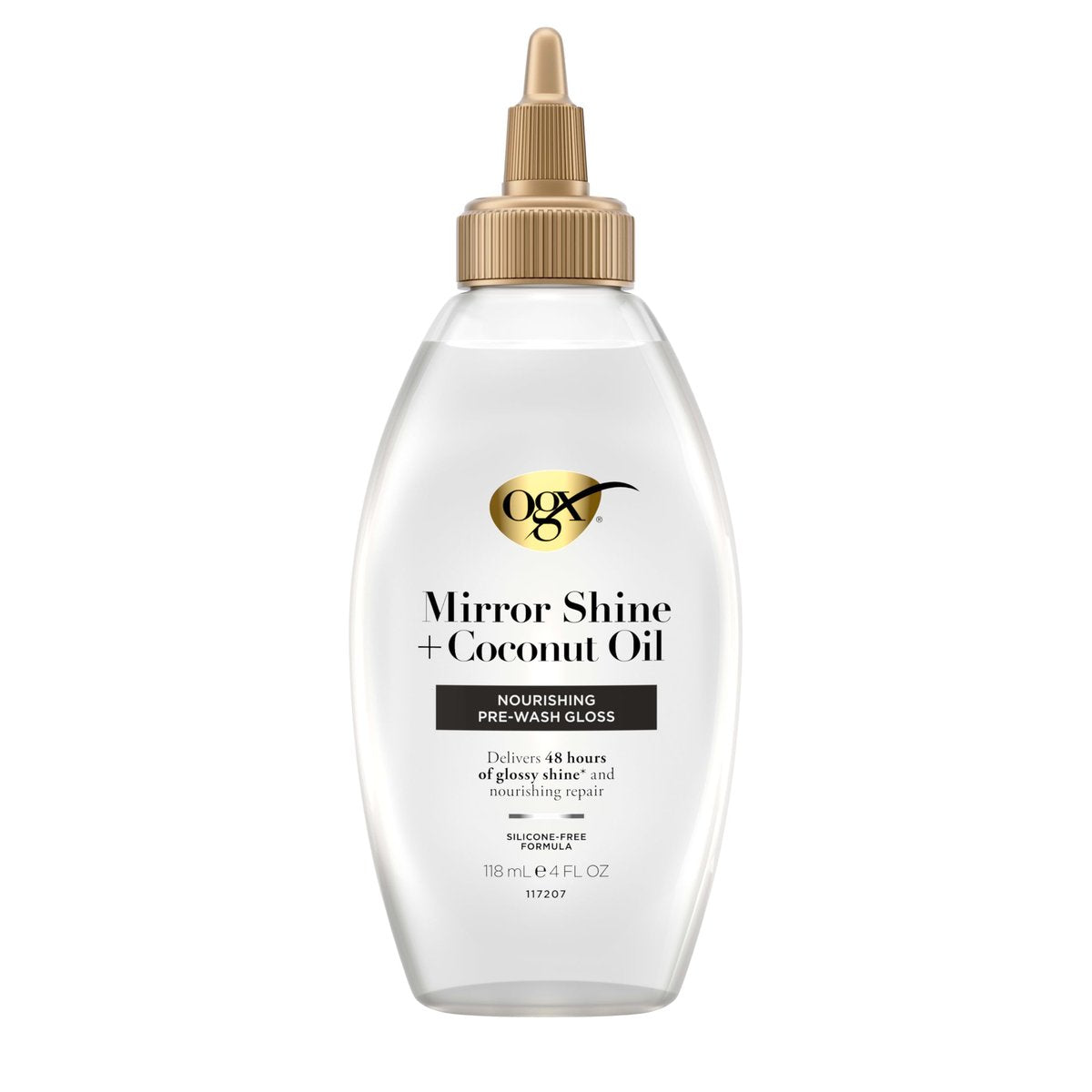 OGX Mirror Shine + Coconut Oil Pre-Wash Hair Gloss, Nourishing Rinse Out Hair Treatment for 48 Hours of Glossy Shine & Damage Repair, Lightweight Oil Mends Split Ends, 4 fl. oz - görsel 9