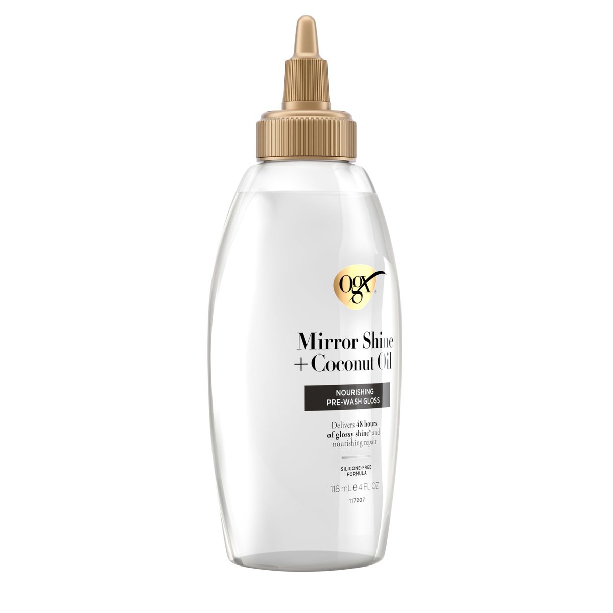 OGX Mirror Shine + Coconut Oil Pre-Wash Hair Gloss, Nourishing Rinse Out Hair Treatment for 48 Hours of Glossy Shine & Damage Repair, Lightweight Oil Mends Split Ends, 4 fl. oz - görsel 11