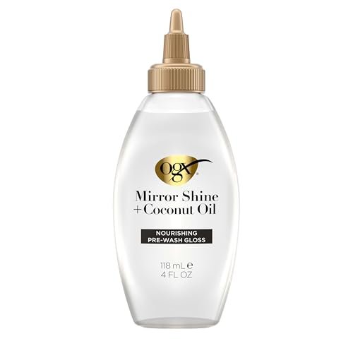 OGX Mirror Shine + Coconut Oil Pre-Wash Hair Gloss, Nourishing Rinse Out Hair Treatment for 48 Hours of Glossy Shine & Damage Repair, Lightweight Oil Mends Split Ends, 4 fl. oz - görsel 2