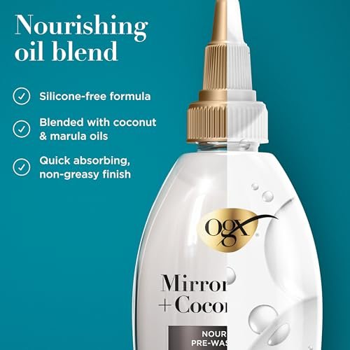 OGX Mirror Shine + Coconut Oil Pre-Wash Hair Gloss, Nourishing Rinse Out Hair Treatment for 48 Hours of Glossy Shine & Damage Repair, Lightweight Oil Mends Split Ends, 4 fl. oz - görsel 4