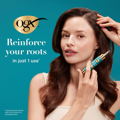 OGX ProGrowth + Peptide Scalp Serum – Strengthen & Densify Hair with Hydrating Scalp Treatment, 0.33 fl oz