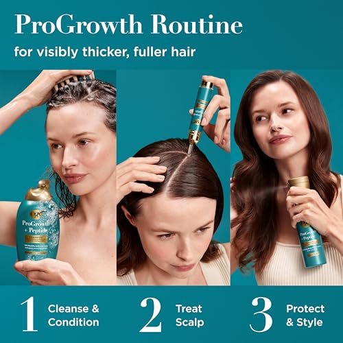 OGX ProGrowth + Peptide Clarifying Shampoo - Gentle Exfoliating Scalp Shampoo with 1.5% Mandelic Acid, Supports Natural Hair Growth, Removes Build-Up, 13 fl. oz (Off White) - görsel 13