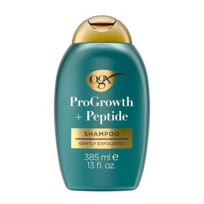 OGX ProGrowth + Peptide Clarifying Shampoo - Gentle Exfoliating Scalp Shampoo with 1.5% Mandelic Acid, Supports Natural Hair Growth, Removes Build-Up, 13 fl. oz (Off White)