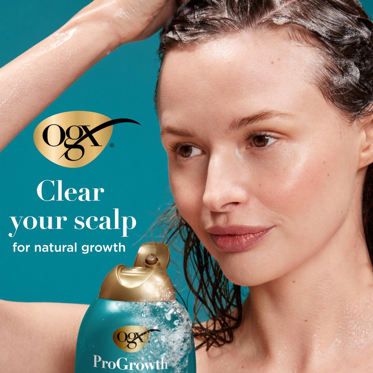 OGX ProGrowth + Peptide Clarifying Shampoo - Gentle Exfoliating Scalp Shampoo with 1.5% Mandelic Acid, Supports Natural Hair Growth, Removes Build-Up, 13 fl. oz (Off White) - görsel 10