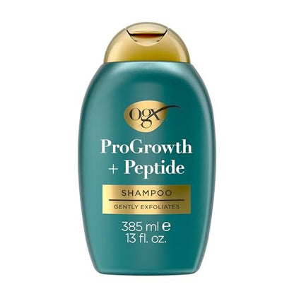 OGX ProGrowth + Peptide Clarifying Shampoo - Gentle Exfoliating Scalp Shampoo with 1.5% Mandelic Acid, Supports Natural Hair Growth, Removes Build-Up, 13 fl. oz (Off White)