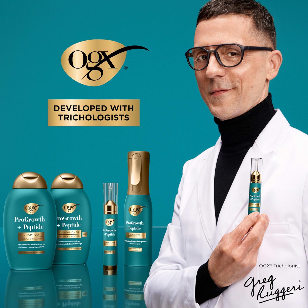 OGX ProGrowth + Peptide Clarifying Shampoo - Gentle Exfoliating Scalp Shampoo with 1.5% Mandelic Acid, Supports Natural Hair Growth, Removes Build-Up, 13 fl. oz (Off White) - görsel 16