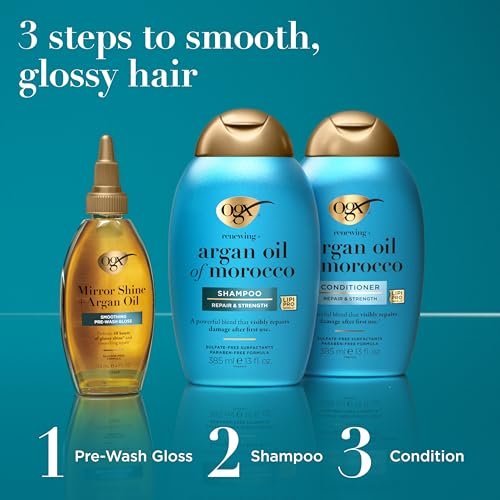 OGX Mirror Shine + Argan Oil Pre-Wash Hair Gloss - Smoothing Rinse Out Treatment for Glossy Shine & Nourishing Repair, 4 fl. oz - görsel 16