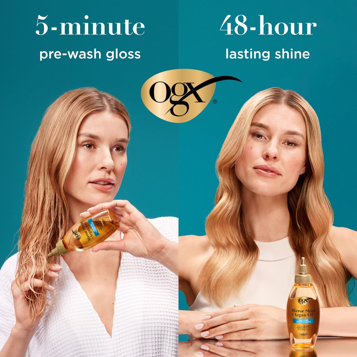 OGX Mirror Shine + Argan Oil Pre-Wash Hair Gloss - Smoothing Rinse Out Treatment for Glossy Shine & Nourishing Repair, 4 fl. oz - görsel 11