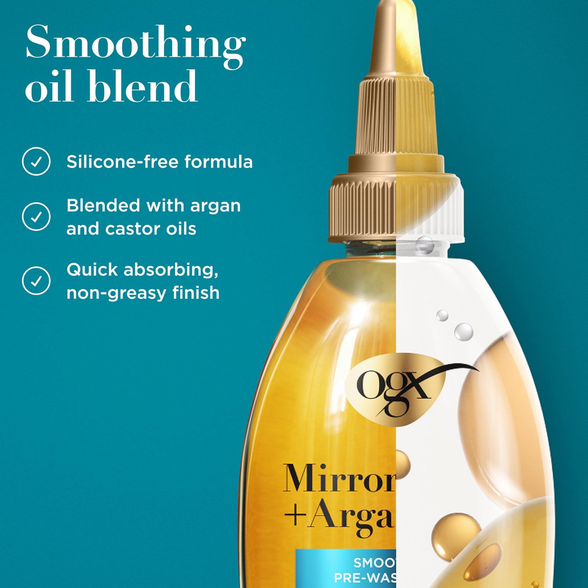 OGX Mirror Shine + Argan Oil Pre-Wash Hair Gloss - Smoothing Rinse Out Treatment for Glossy Shine & Nourishing Repair, 4 fl. oz - görsel 5