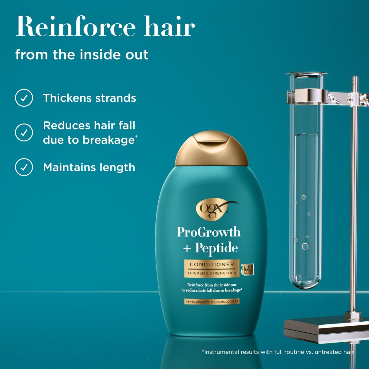 OGX ProGrowth + Peptide Conditioner, Thickening Conditioner Moisturizes, Reinforces and Strengthens Hair to Reduce Hair Fall Due to Breakage, 13 fl. oz - görsel 5