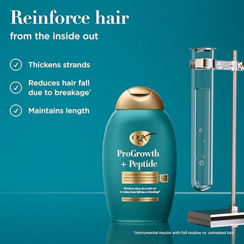 OGX ProGrowth + Peptide Conditioner, Thickening Conditioner Moisturizes, Reinforces and Strengthens Hair to Reduce Hair Fall Due to Breakage, 13 fl. oz - görsel 6