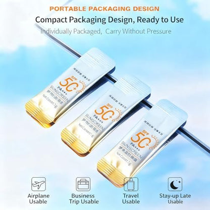 30-Pack Travel-Size SPF 50+ PA++++ Mini Sunscreen – Lightweight, Non-Greasy, Water-Resistant Sunblock for Face & Body, Bulk Vacation Essentials & Party Favors