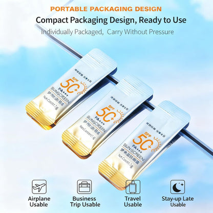 30-Pack Travel-Size SPF 50+ PA++++ Mini Sunscreen – Lightweight, Non-Greasy, Water-Resistant Sunblock for Face & Body, Bulk Vacation Essentials & Party Favors